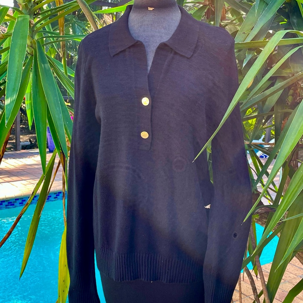 NWT Lilly Pulitzer Lizona Polo Sweater XL Black